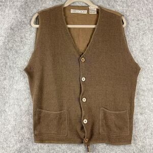 VTG Mosa Linen Cotton Vest Mens Medium Brown Academia Grandpa Minimal Hong Kong